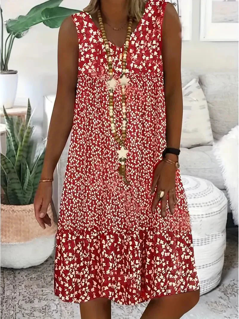 Lina™ - Floral Sleeveless Handmade Dress