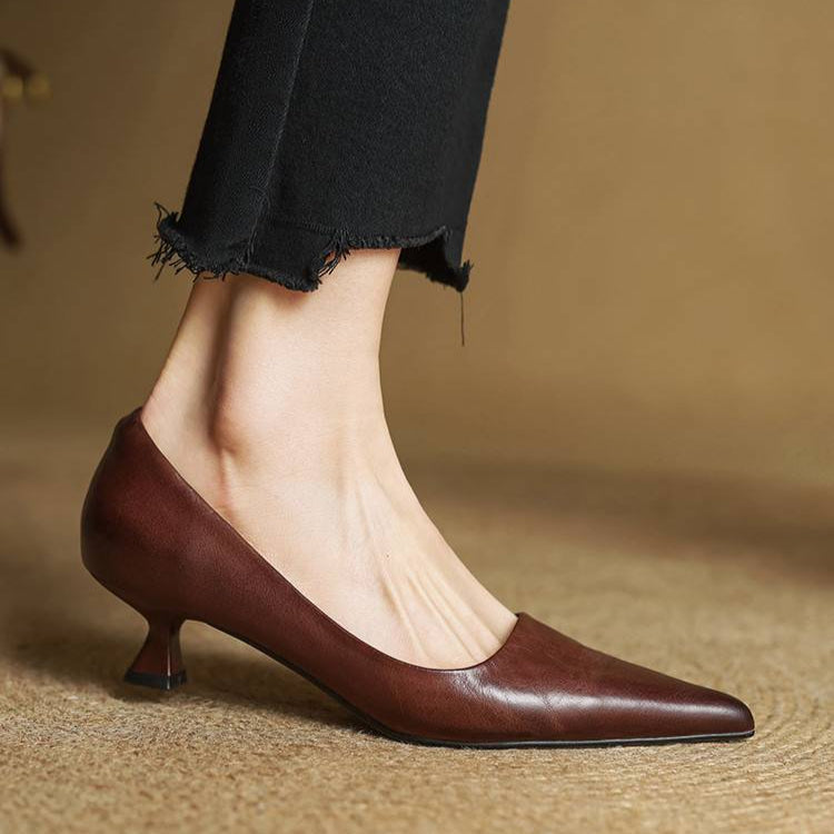 Chaussures à talons en cuir véritable de qualité Anok