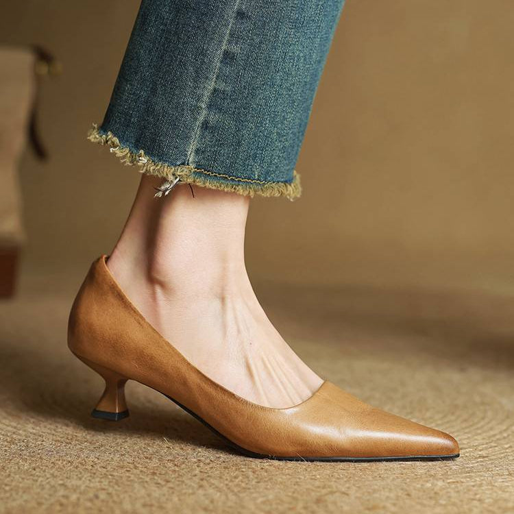 Chaussures à talons en cuir véritable de qualité Anok