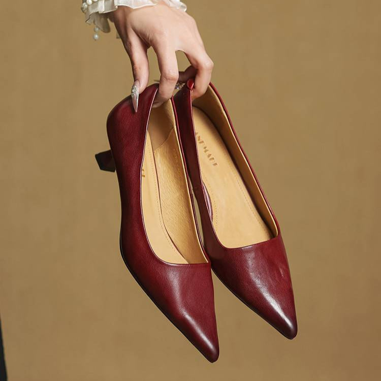 Chaussures à talons en cuir véritable de qualité Anok