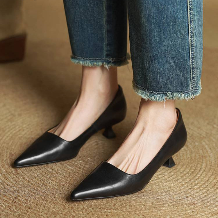 Chaussures à talons en cuir véritable de qualité Anok