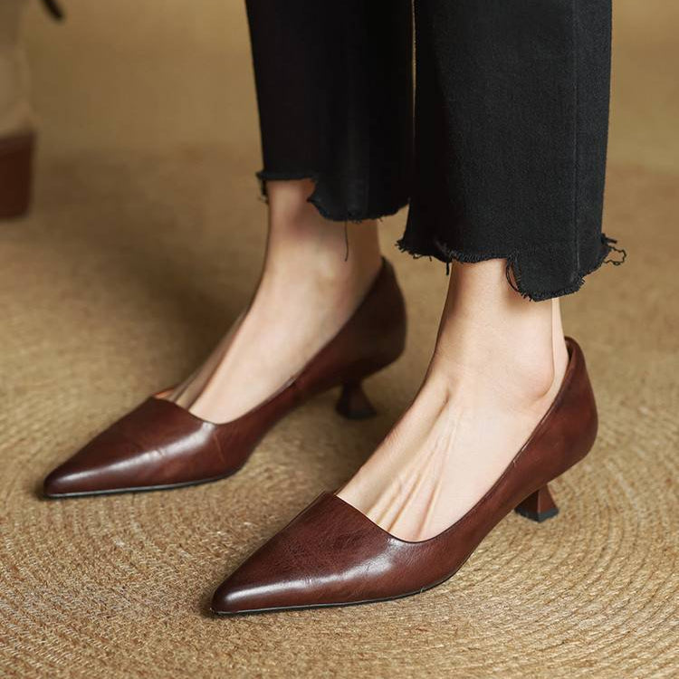 Chaussures à talons en cuir véritable de qualité Anok