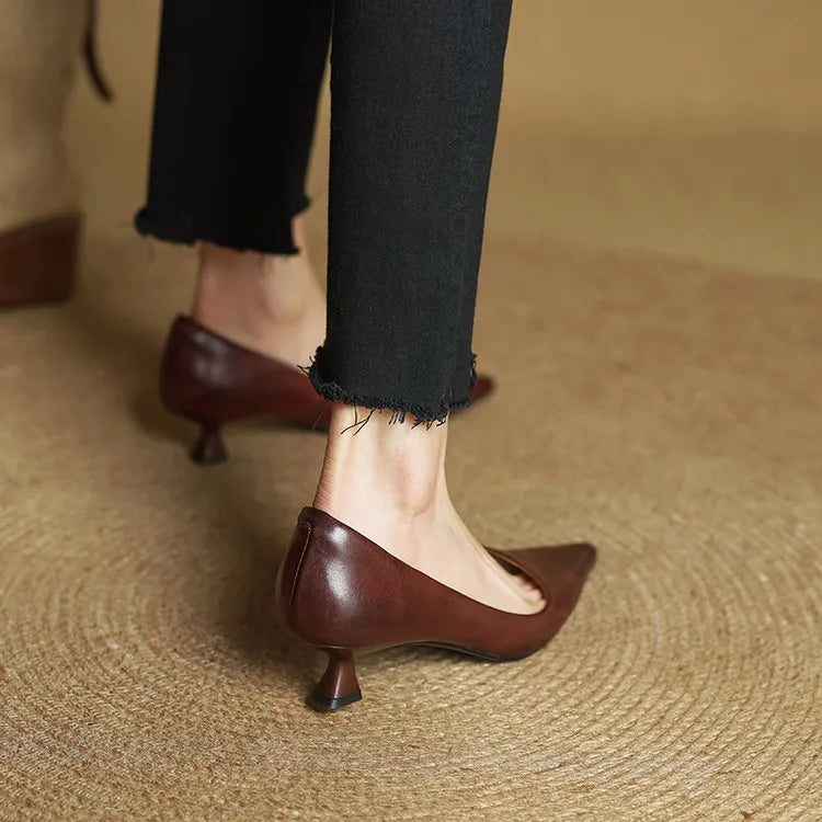 Chaussures à talons en cuir véritable de qualité Anok