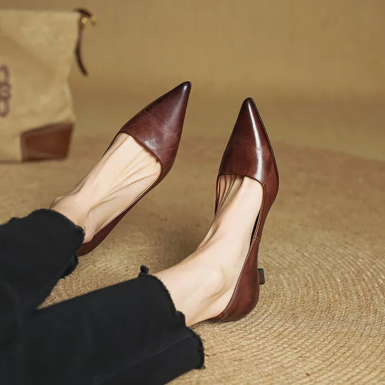 Chaussures à talons en cuir véritable de qualité Anok