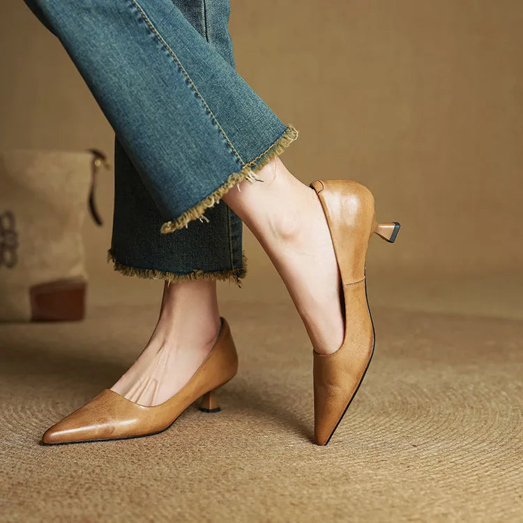 Chaussures à talons en cuir véritable de qualité Anok