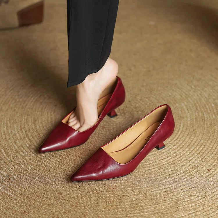 Chaussures à talons en cuir véritable de qualité Anok