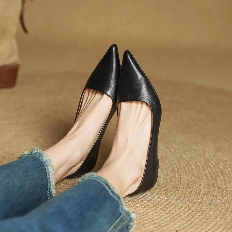 Chaussures à talons en cuir véritable de qualité Anok