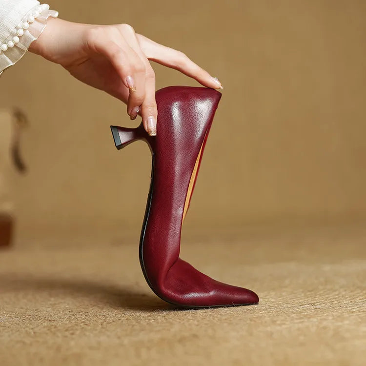 Chaussures à talons en cuir véritable de qualité Anok