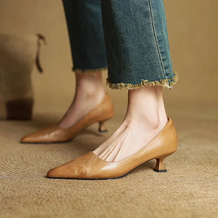 Chaussures à talons en cuir véritable de qualité Anok
