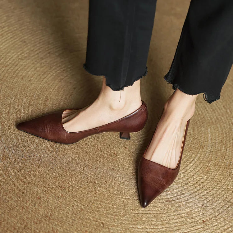 Chaussures à talons en cuir véritable de qualité Anok
